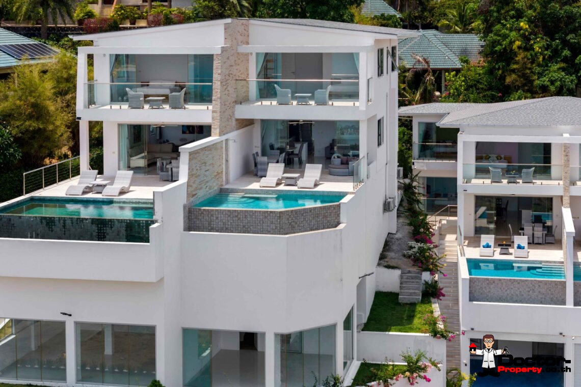 Modern 5 Bedroom Pool Villa with Sea View in Choeng Mon, Koh Samui – For Sale